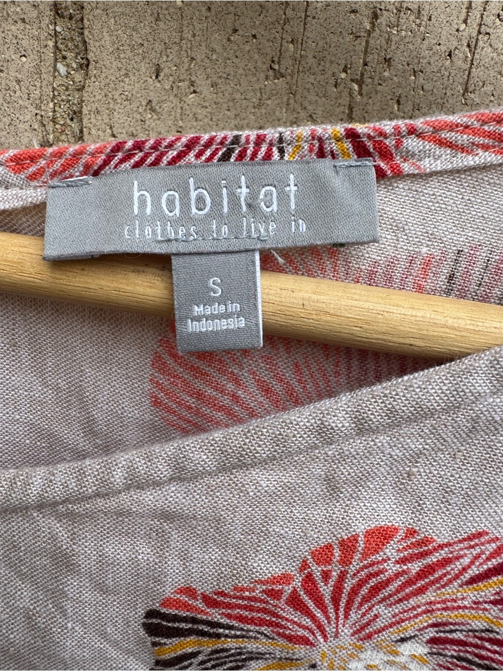 Habitat Sleeveless Linen-Blend Midi Shift Dress Oatmeal Pink Floral Small - Picture 5 of 5